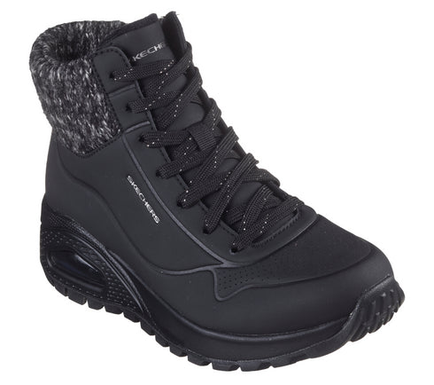 Ghete sport, dama, SKECHERS, Uno Rugged Darling Daze 167988-BLK negru, piele ecologica